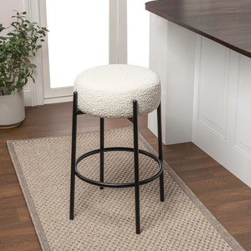 Paola Modern Metal/Bouclé Cushioned Counter & Bar Stool - JONATHAN Y